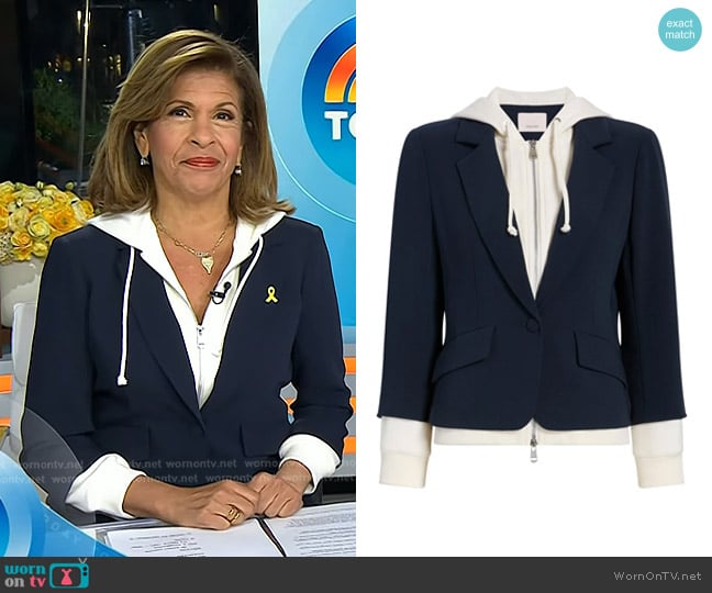 Cinq a Sept Zip-Up Le Petit Khloe Blazer in Navy Ivory worn by Hoda Kotb on Today