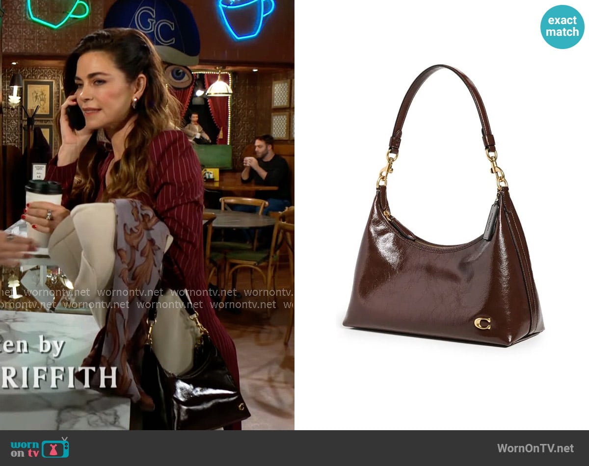 Coach Juliette Bag in Maple worn by Victoria Newman (Amelia Heinle) on The Young and the Restless
