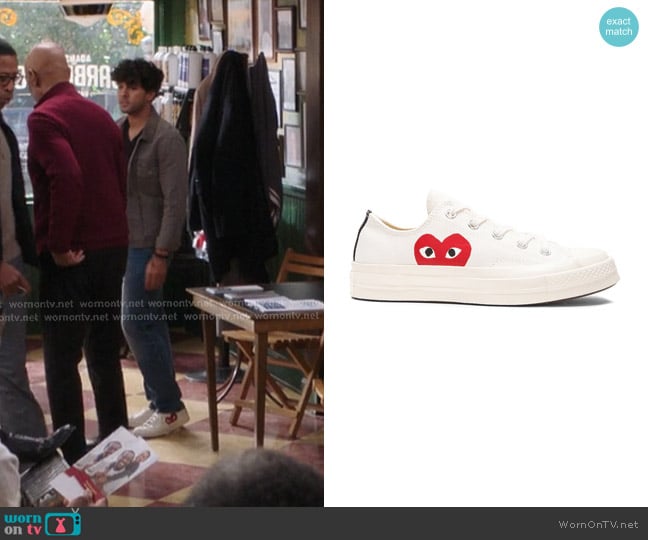 Comme Des Garcons PLAY x Converse Converse Large Emblem Low Top Canvas Sneakers worn by Lucas Adams (Niko Terho) on Greys Anatomy
