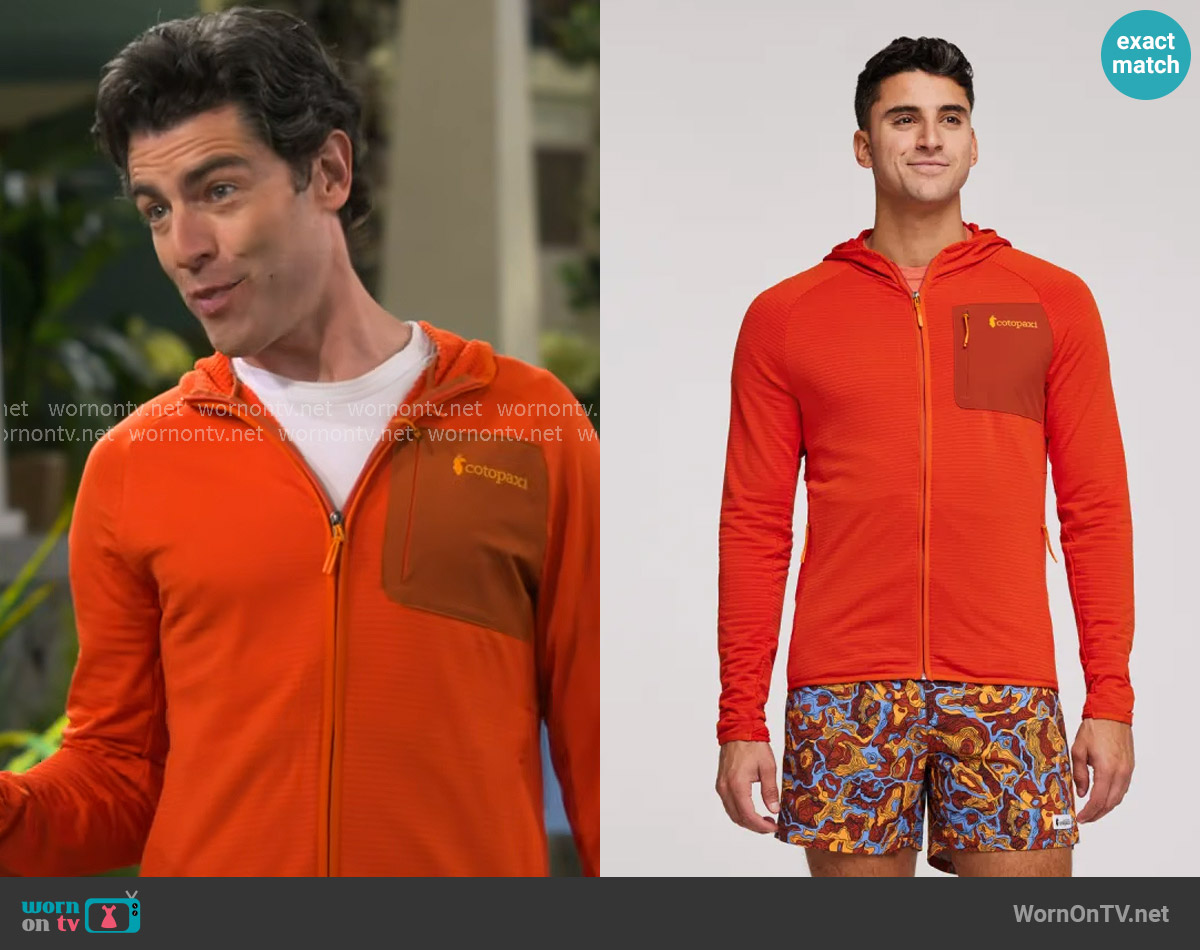 Cotopaxi Otero Fleece Full-Zip Hooded Jacket in Canyon worn by Dave Johnson (Max Greenfield) on The Neighborhood