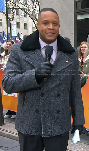 Craig’s grey herringbone peacoat on Today