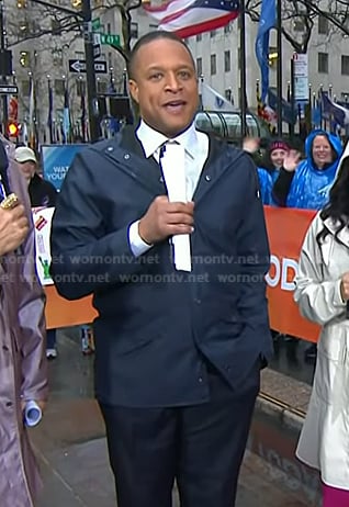 Craing’s navy rain coat jacket on Today