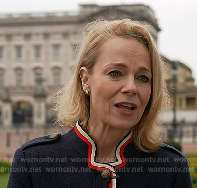 Daisy McAndrew’s navy stripe trim coat on Today