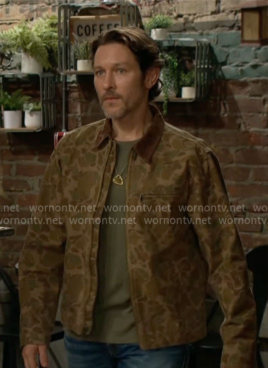 Daniel’s camo print jacket on The Young and the Restless