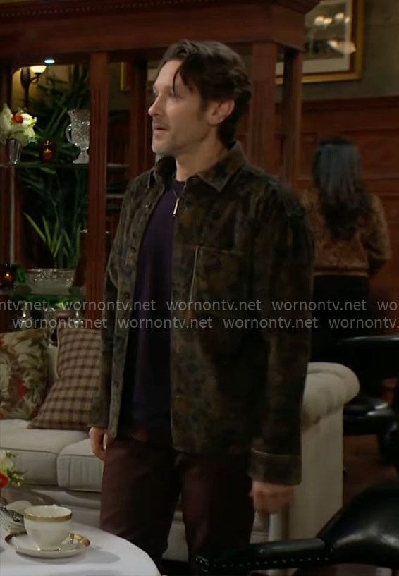 Daniel’s printed corduroy shirt on The Young and the Restless
