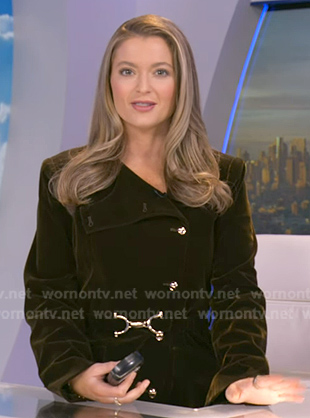 Dani’s green belted velvet jacket on Good Morning America