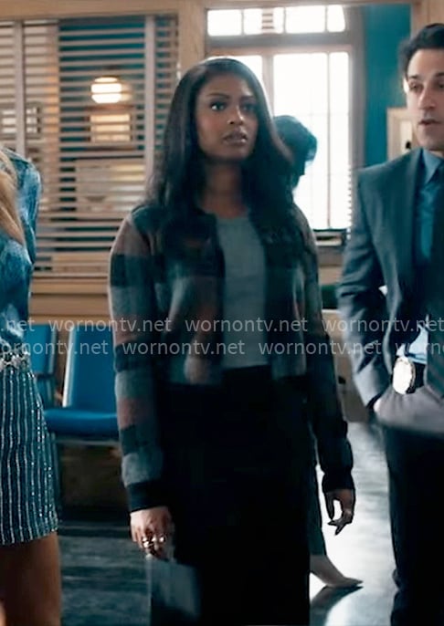 Daphne’s brown plaid cardigan on High Potential