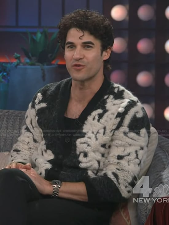 Darren Criss’s embroidered cardigan on The Kelly Clarkson Show