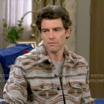 Dave’s grey printed shirt jacket on The Neighborhood