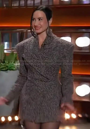 Demi Lovato’s gray blazer dress on The Kelly Clarkson Show