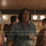 Athena’s gathered waist denim shirt on 9-1-1