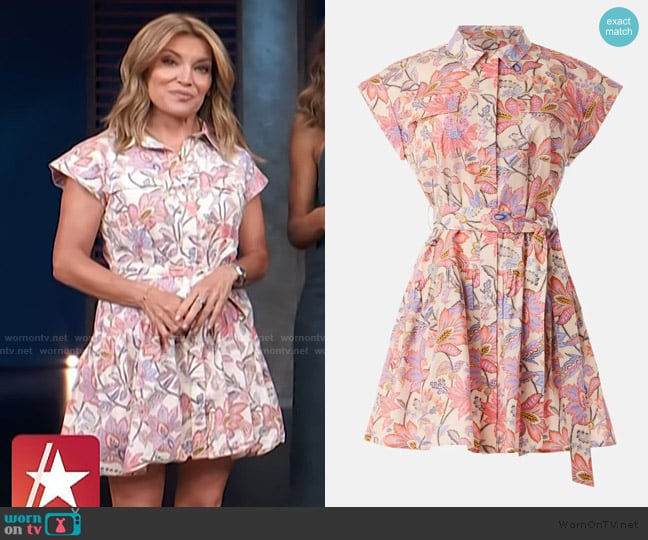 Derek Lam 10 Crosby Printed Cap Sleeve Mini Dress worn by Kit Hoover on Access Hollywood