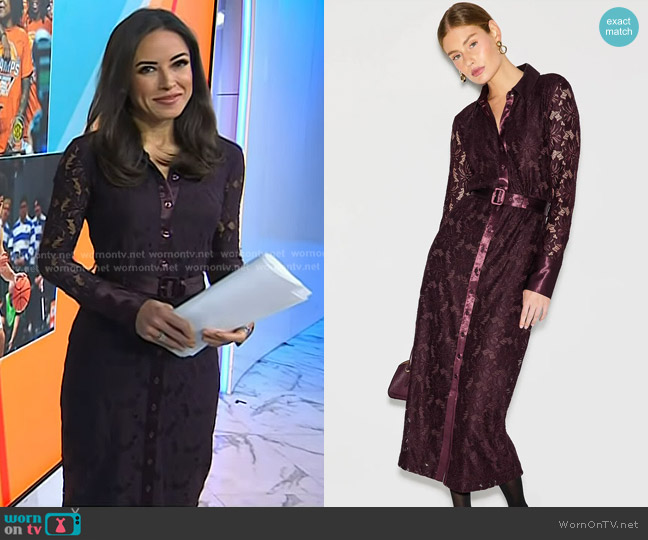 Derek Lam 10 Crosby Satin Detail Lace Midi Dress worn by Kaylee Hartung on Today