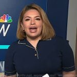 Gilma’s navy contrast trim polo top and stripe skirt on NBC News Daily
