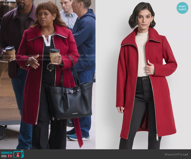 DKNY Collared Neck Belted Coat in Tibetan worn by Miranda Bailey (Chandra Wilson) on Greys Anatomy