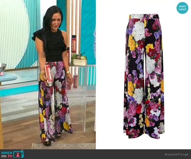 Dolce & Gabbana Floral Wide Leg Pants worn by Elizabeth Werner on CBS Mornings