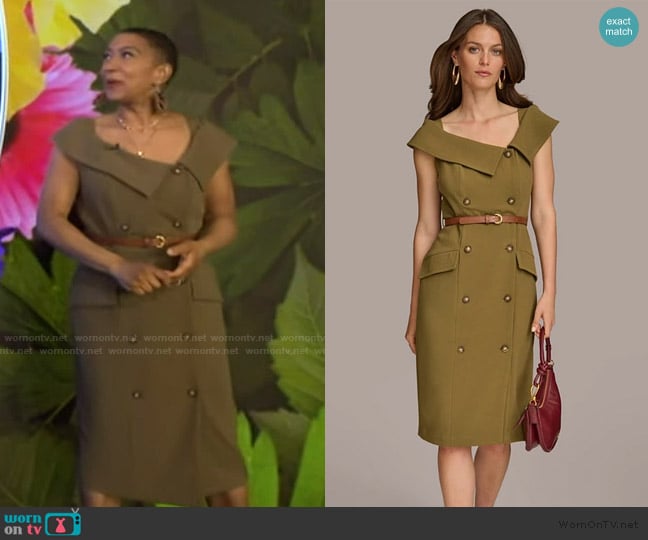 Donna Karan Asymmetric-Neck Double-Breasted Dress worn by Deja Vu on Live with Kelly and Mark