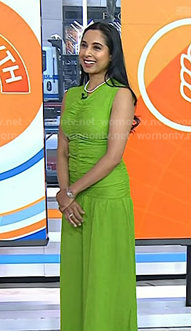 Dr. Roshini Raj’s green ruched front dress on Today