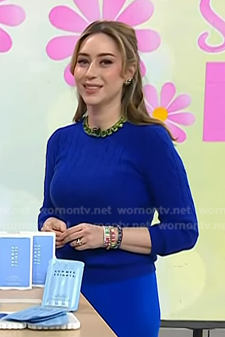 Dr. Shereene Idriss’s blue cable knit sweater and neckalce on Today