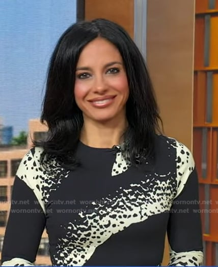 Dr. Tara Narula’s black and white printed dress on Good Morning America