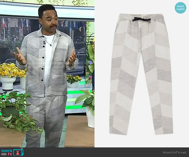 3sixteen Drawstring Pants in Ash Zigzag worn by Hilton Carter on Today