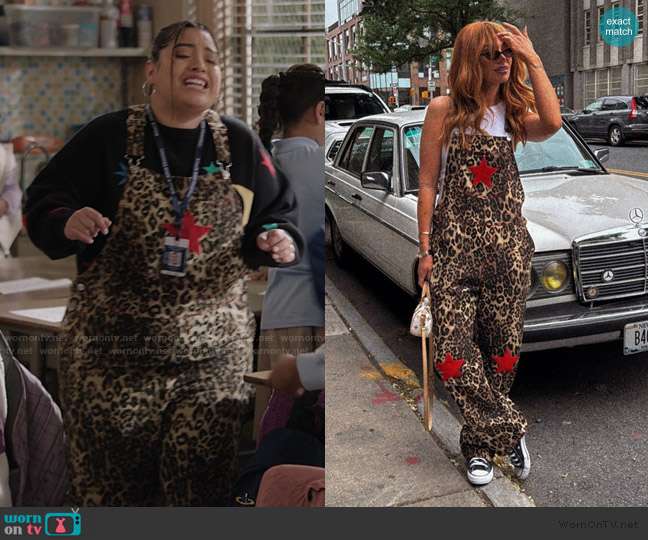 Dressed in Lala Star Girl Rising Boyfriend Overalls worn by Ashley (Keyla Monterroso Mejia) on Abbott Elementary