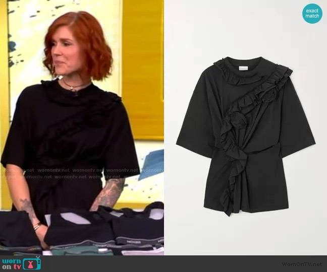 Dries Van Noten Appliqued cotton-blend t-shirt worn by Ashley Alderfer Kaufman on The View