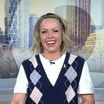 Dylan’s navy argyle layered sweater and beige pants on Today