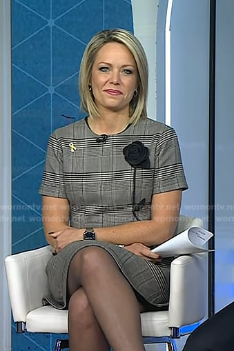 Dylan’s grey plaid floral applique dress on Today