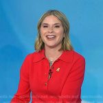 Jenna’s red polo sweater and grommet skirt on Today