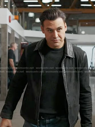Eddie’s black suede zip jacket on 9-1-1