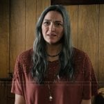 Elle’s maroon lace inset top on Marshals