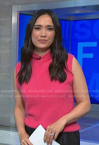 Emilie’s pink sleeveless turtleneck sweate on NBC News Daily