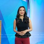 Emilie’s black peplum top and red ruffle hem pants on Today