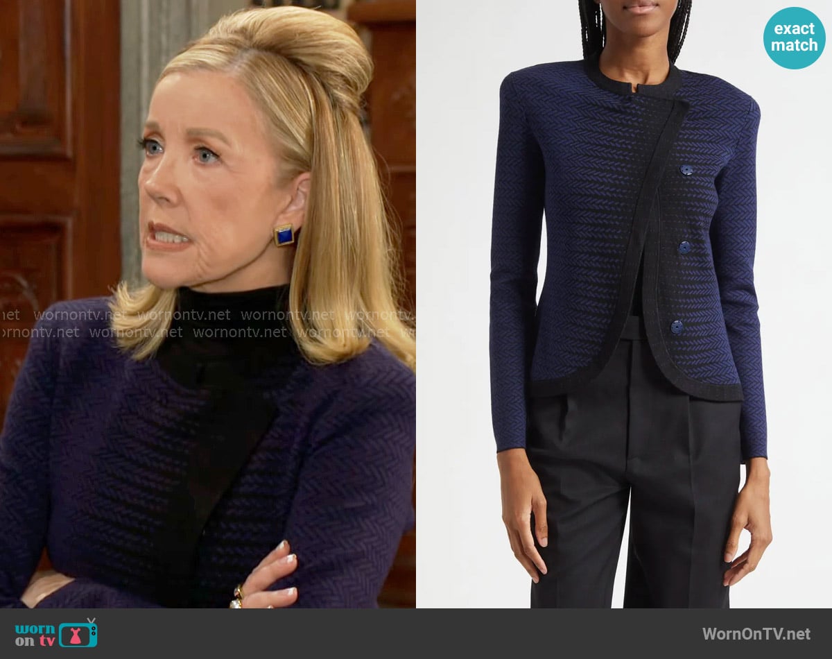 Emporio Armani Pattern Knit Jacket worn by Nikki Reed Newman (Melody Thomas-Scott) on The Young and the Restless