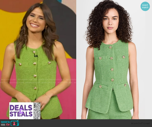 Endless Rose Tweed Buttoned Long Split Top worn by Sophie Flay on Good Morning America