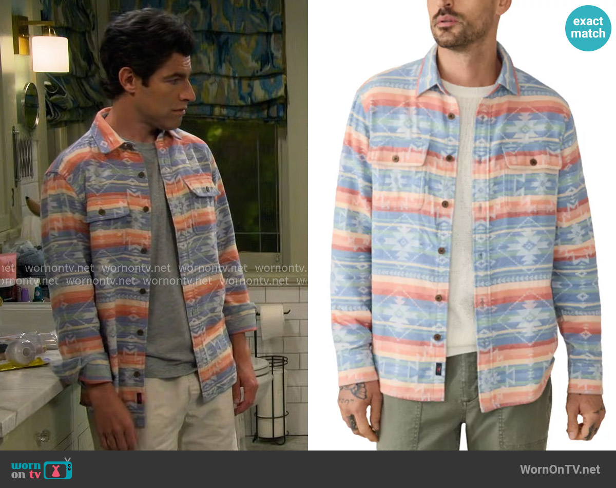 Faherty DGF Canyon Overshirt worn by Dave Johnson (Max Greenfield) on The Neighborhood