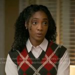 Faith’s red argyle sweater vest on Will Trent