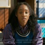 Faith’s blue striped and contrasting trim tank top on Will Trent