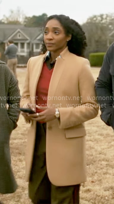 Faith’s camel coat on Will Trent