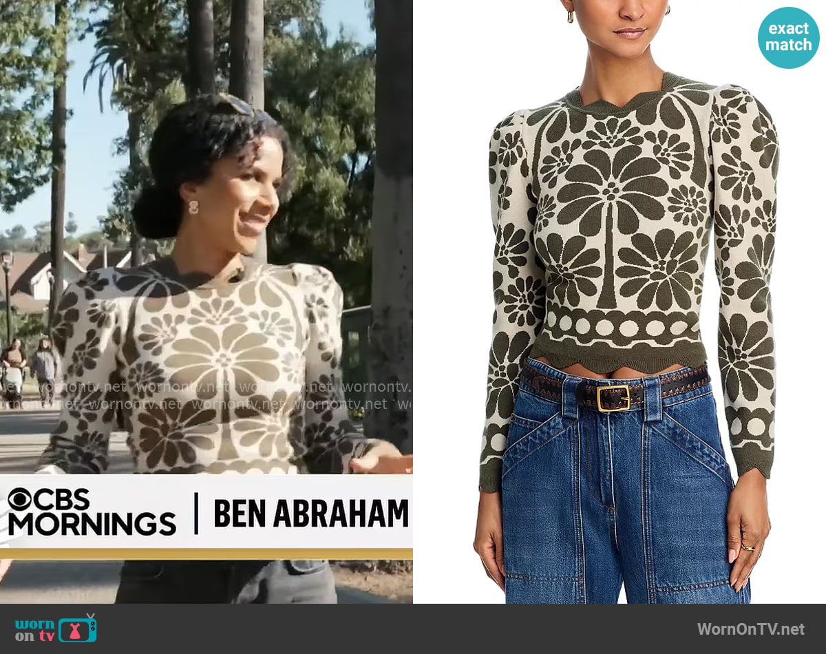 FARM Rio Palermo Cropped Knit Top worn by Adriana Diaz on CBS Mornings