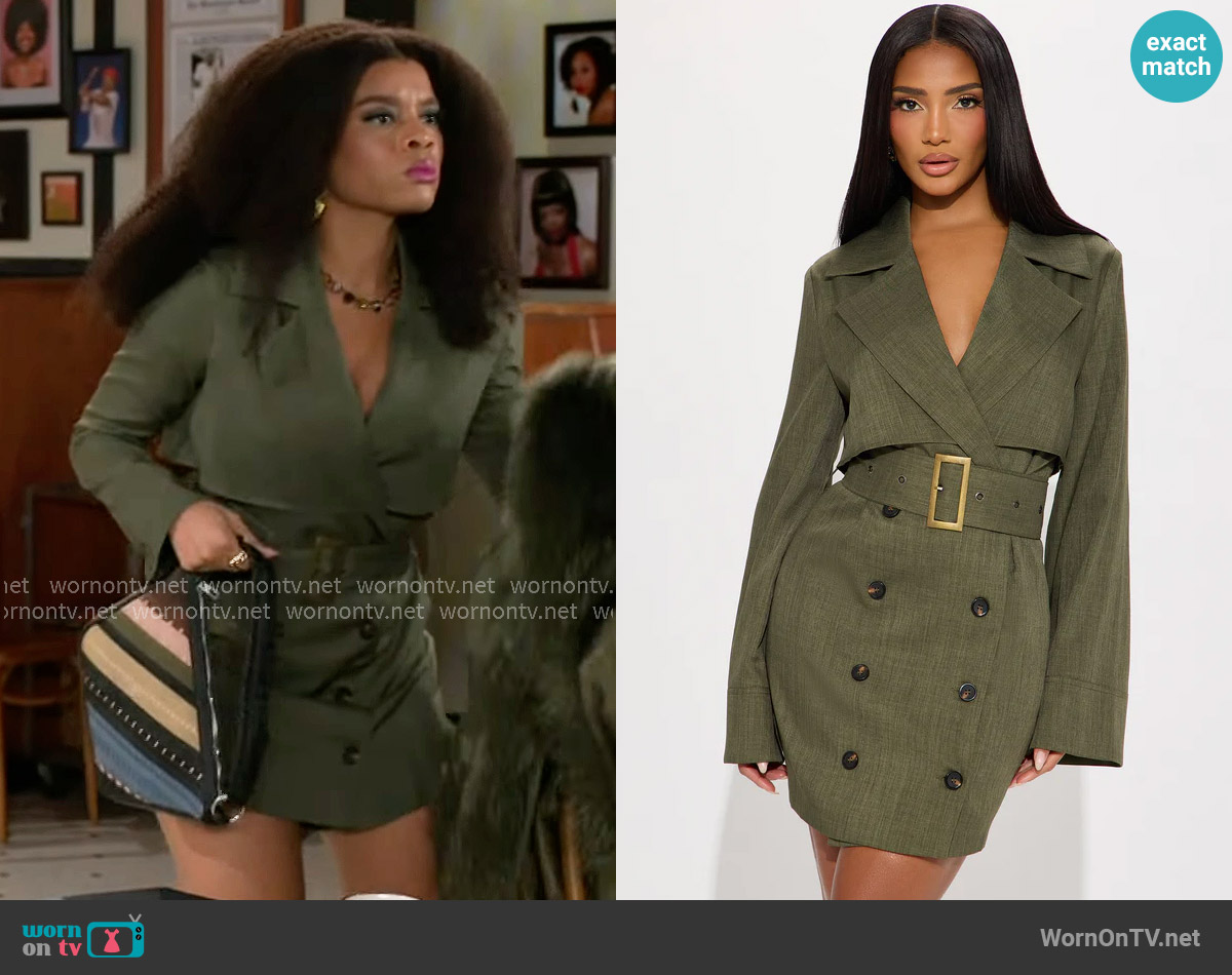 Fashion Nova It's Official Belted Blazer Mini Dress worn by Eva Thomas (Ambyr Michelle) on Beyond the Gates