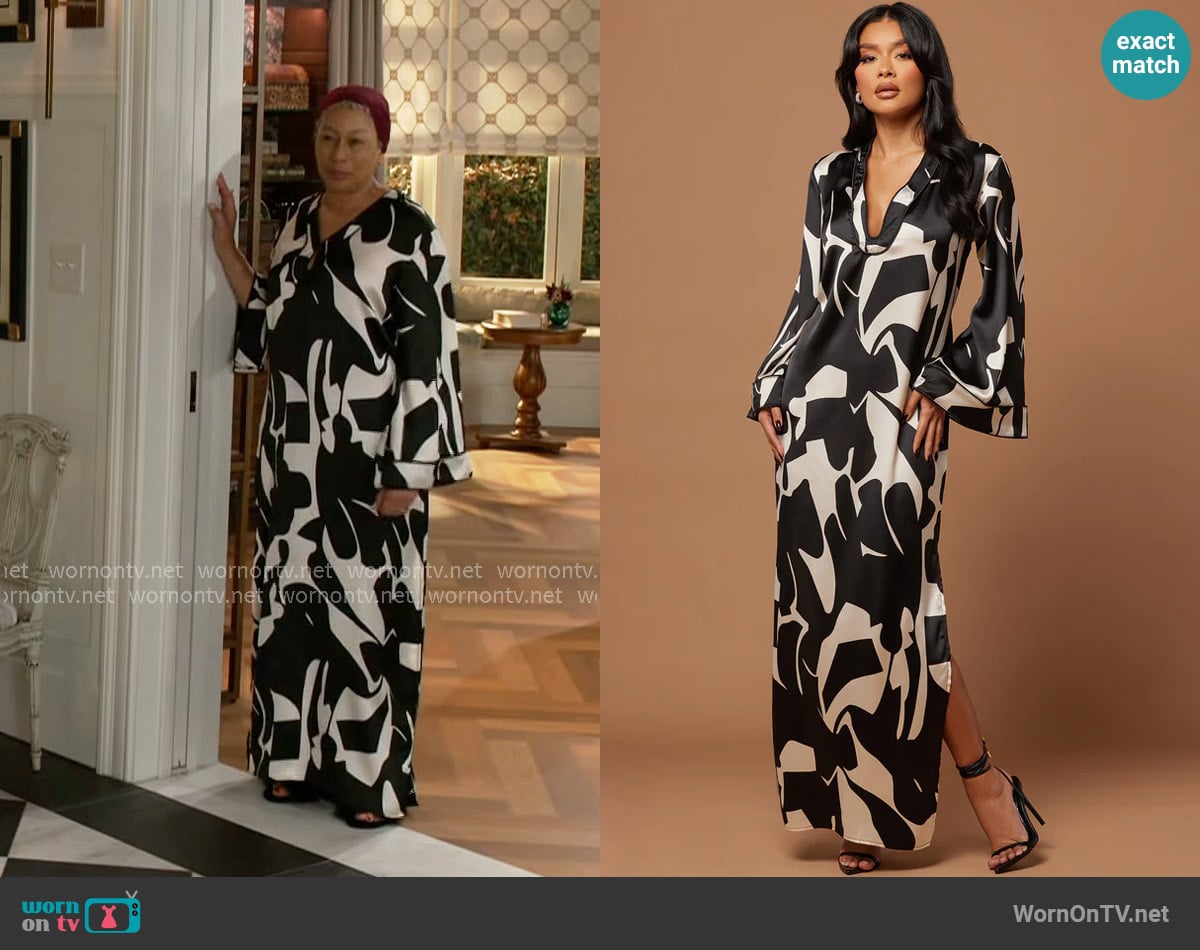 Fashion Nova Seoul Satin Kaftan Maxi Dress worn by Anita Dupree (Tamara Tunie) on Beyond the Gates