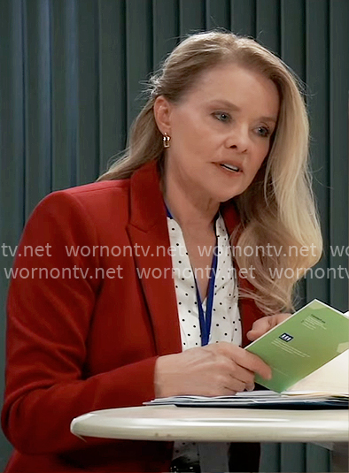 Felicia’s white polka dot blouse on General Hospital