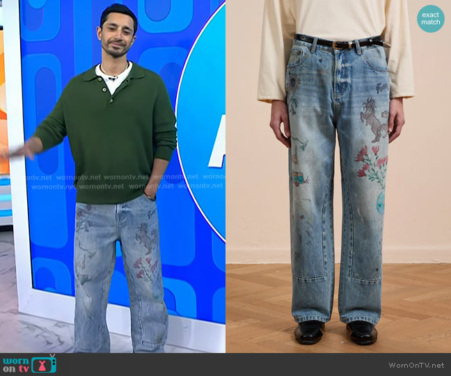 Found Hand Art Jeans in Light Vintage Blue worn by Riz Armed on Good Morning America