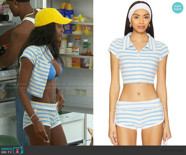 Frankies Bikinis Laurel Button Up Top worn by Ciara Miller on Summer House