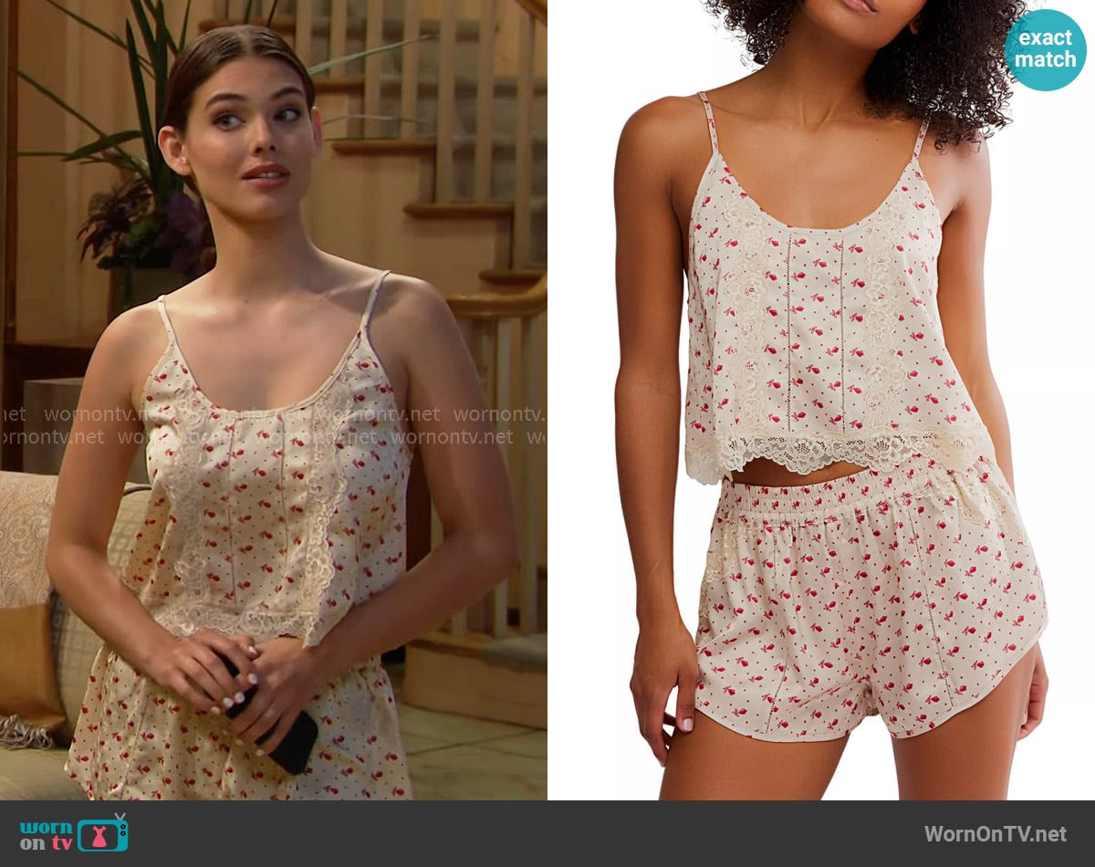 Free People Midnight Muse Pajama Set worn by Electra Forrester (Laneya Grace) on The Bold and the Beautiful