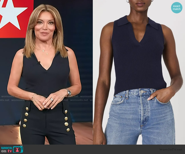 French Connection Mozza Knit Sleeveless Vest worn by Kit Hoover on Access Hollywood