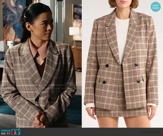French Connection Plaid Double Breasted Blazer worn by Sarah Franklin (Leah Lewis) on Matlock