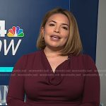 Gilma’s burgundy cowl neck top on NBC News Daily